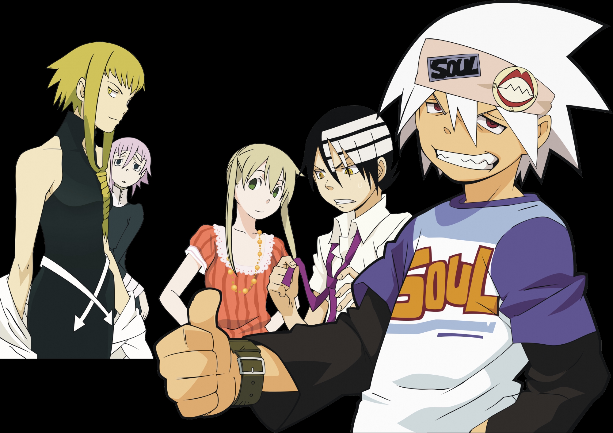 chrona, death_the_kid, maka_albarn, medusa, soul_eater, soul_eater_evans, transparent, vector