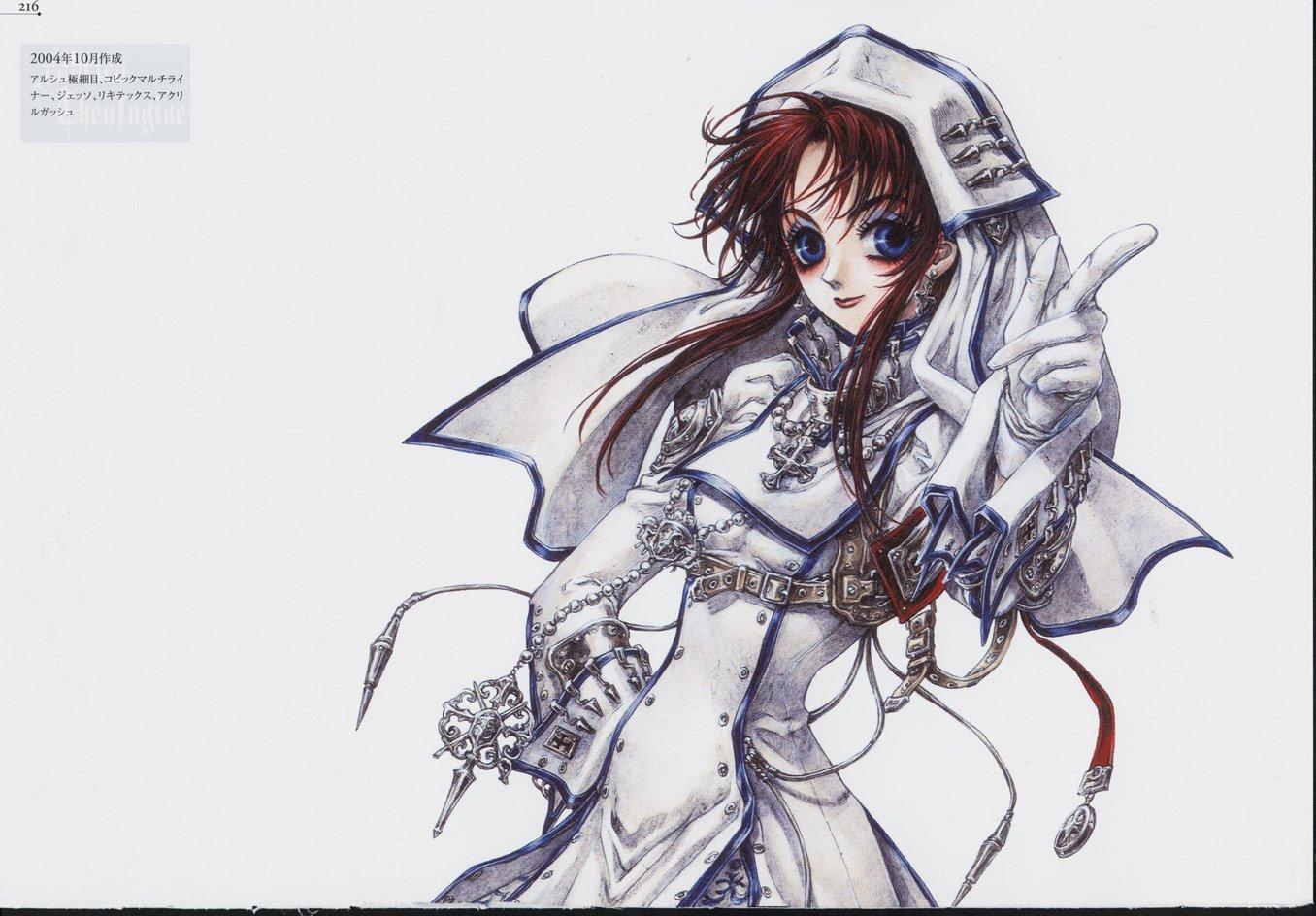 blue_eyes, cross, esther_blanchett, gloves, nun, red_hair, thores_shibamoto, trinity_blood