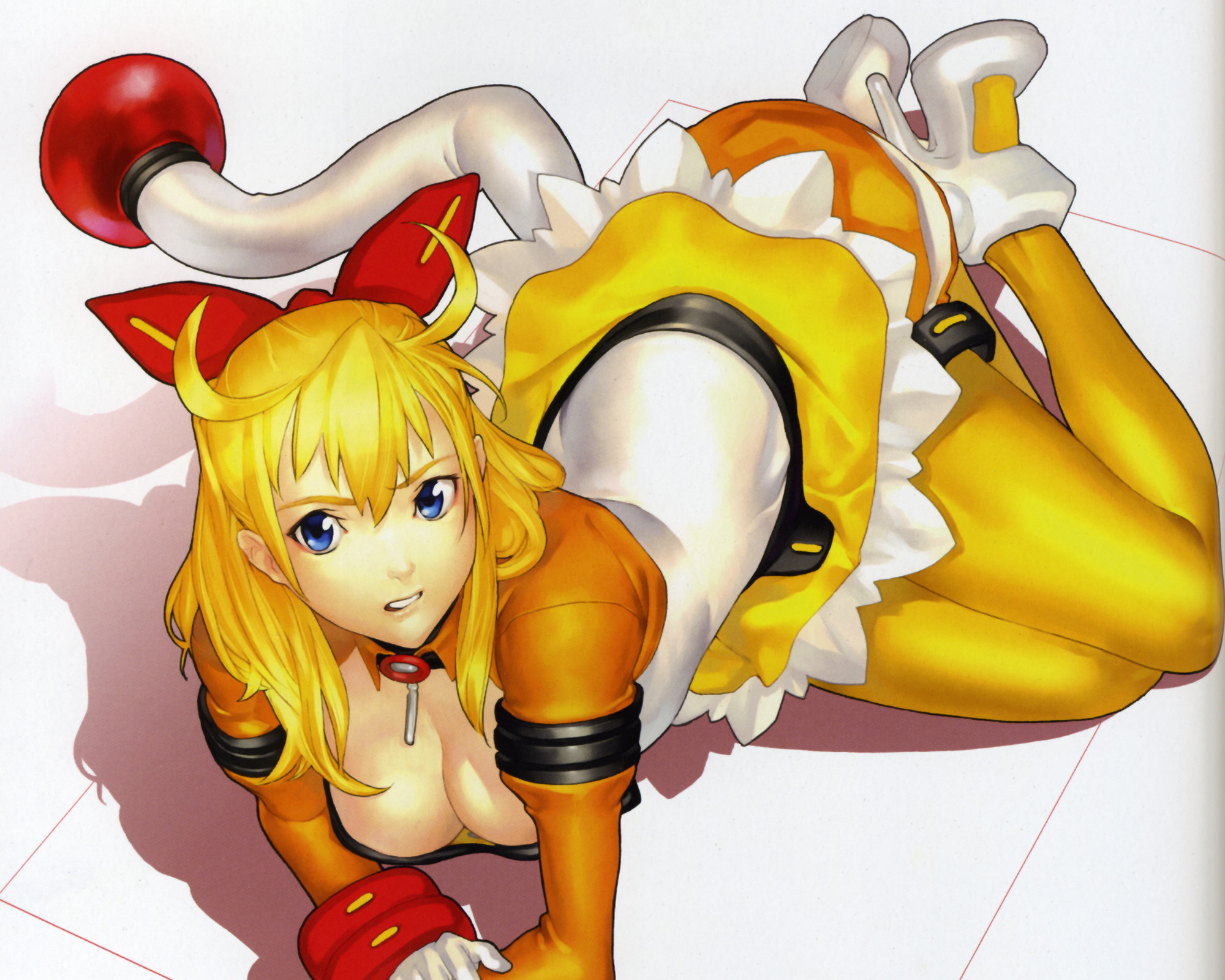 blonde_hair, blue_eyes, breasts, cleavage, hakua_ugetsu, long_hair, malon_(taisen_hot_gimmick), taisen_hot_gimmick, taisen_hot_gimmick_5
