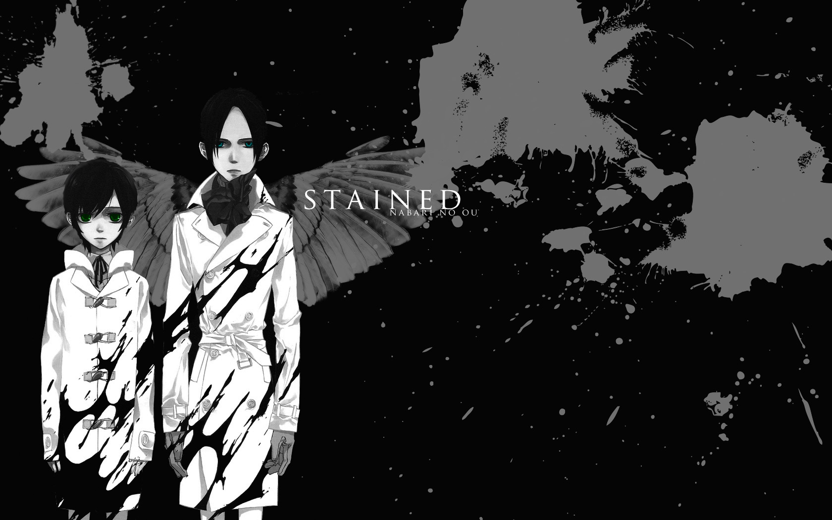 blood, monochrome, nabari_no_ou, rokujou_miharu, wings, yoite