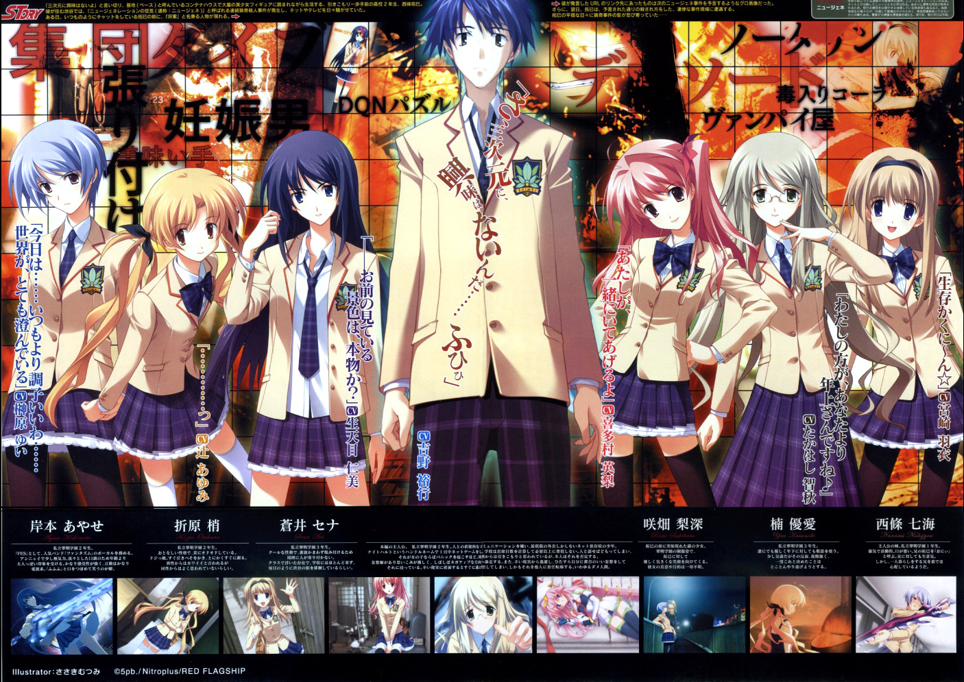 aoi_sena, chaos;head, kishimoto_ayase, kusonoki_yua, nishijou_nanami, nishijou_takumi, orgel_seira, orihara_kozue