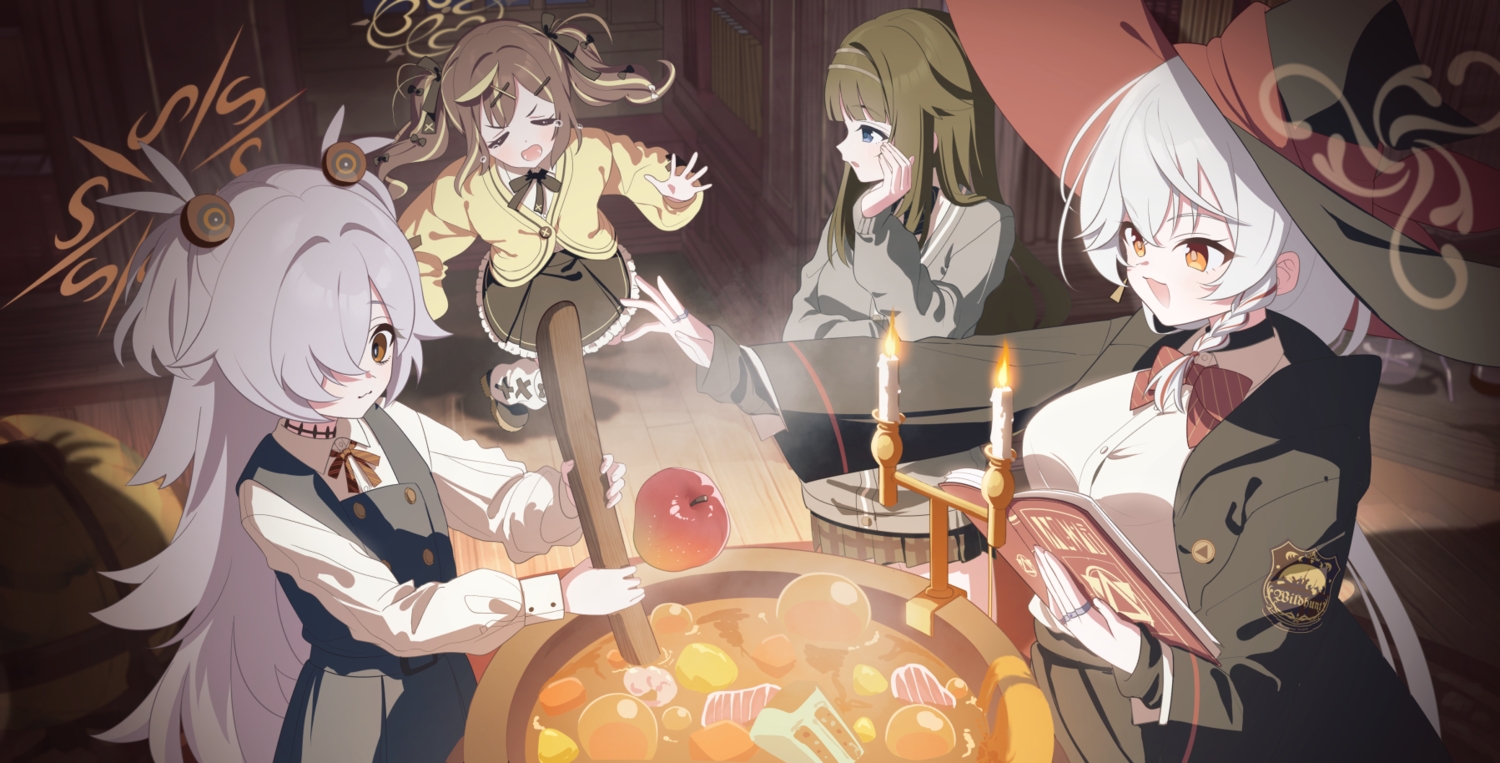 apple, blue_archive, blue_eyes, book, bow, braids, brown_eyes, brown_hair