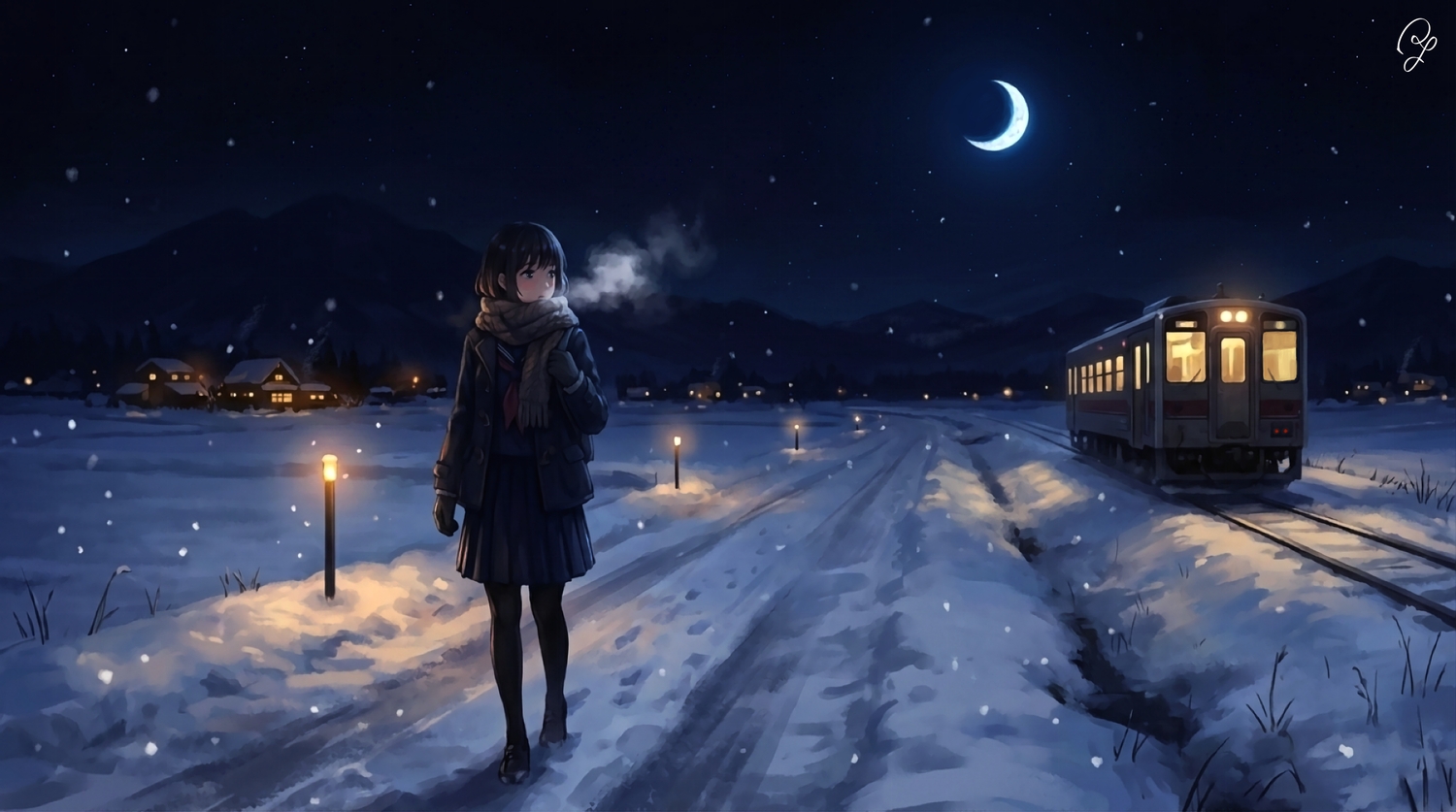 dark, landscape, moon, night, original, pantyhose, ryo@pon, scenic