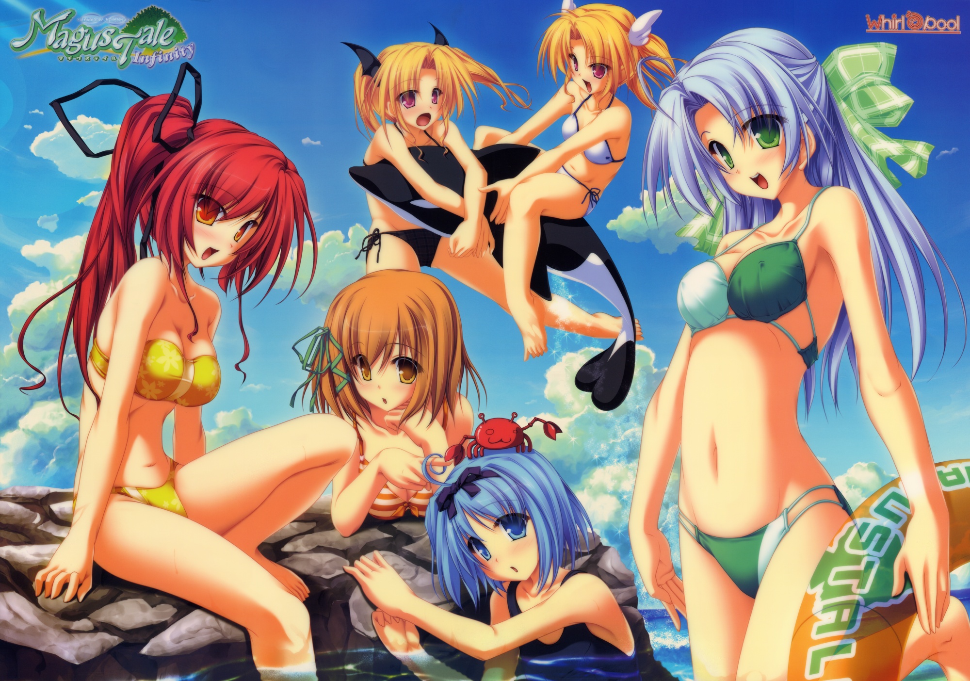 alicia_infans, bikini, koyuki_amagase, kujou_yuuka, magus_tale, nina_geminis, rena_geminis, seera_finis_victoria, swimsuit, tenmaso, whirlpool