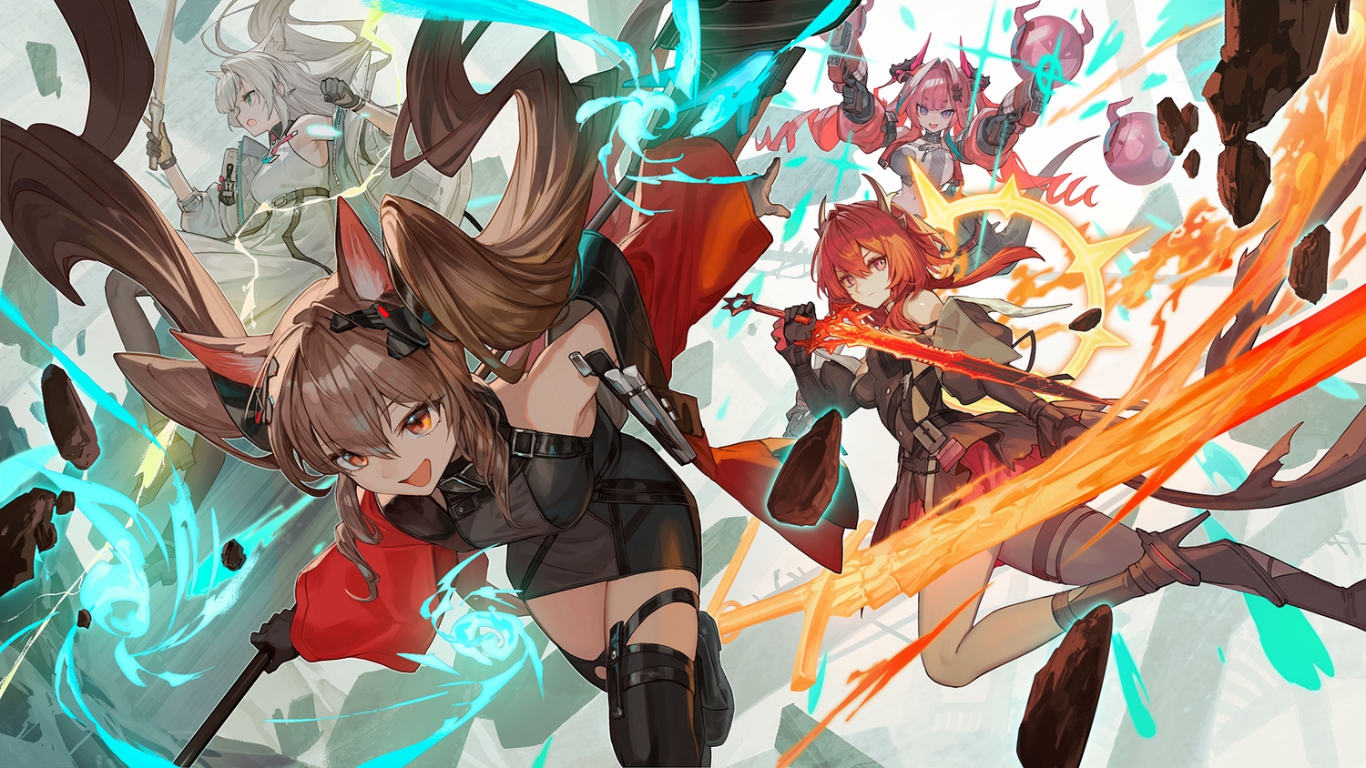 angelina_(arknights), animal_ears, aqua_eyes, arknights, arknights:_endfield, blue_eyes, brown_hair, choker