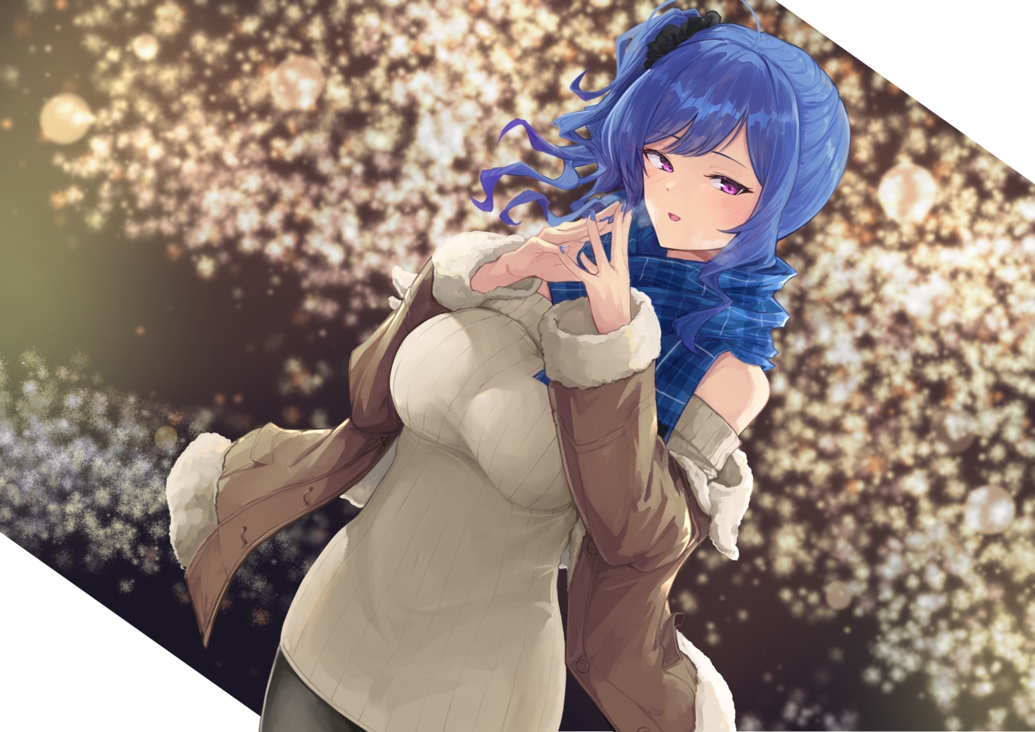 anthropomorphism, azur_lane, blue_hair, blush, dress, long_hair, pantyhose, ponytail