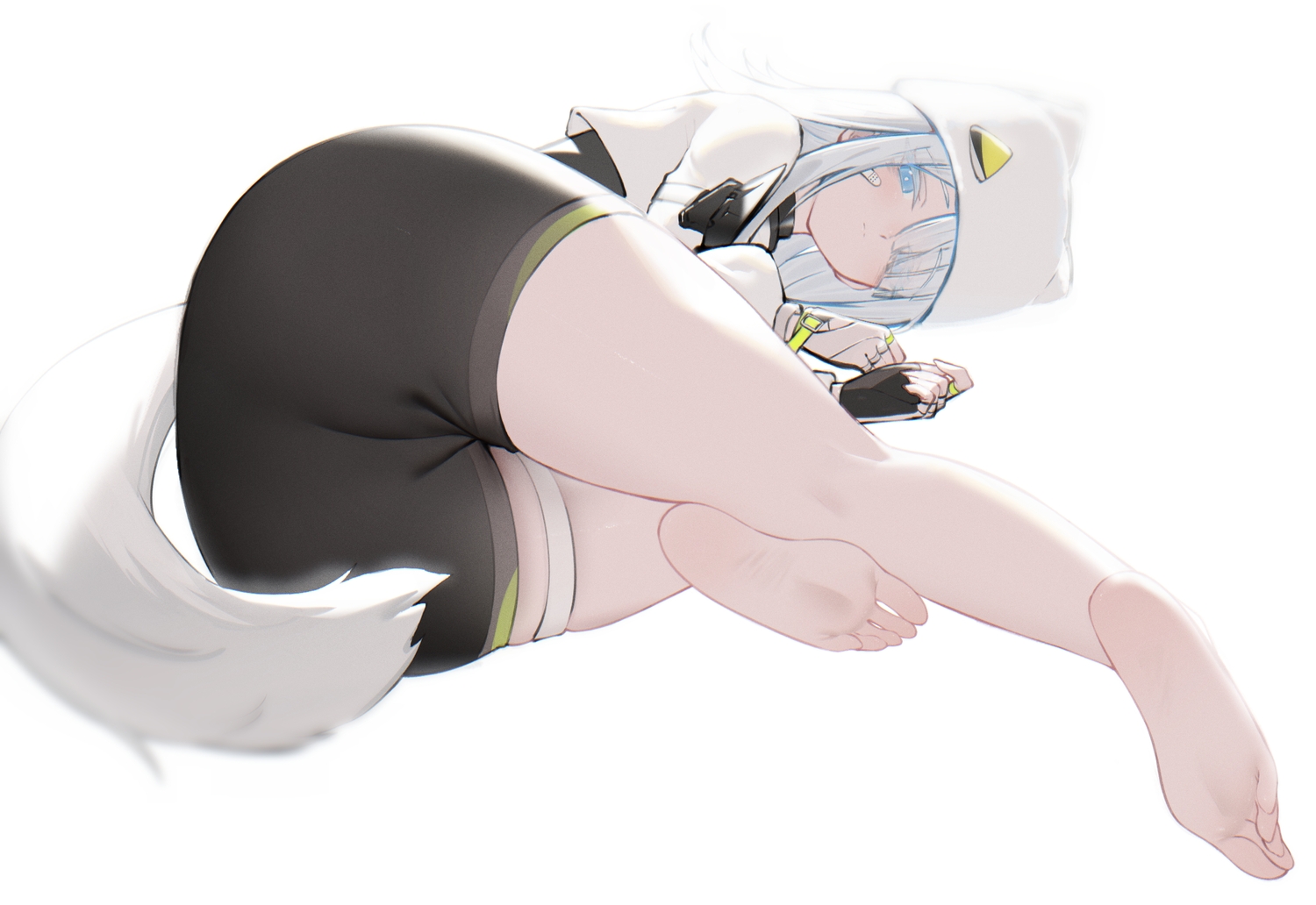 animal_ears, arknights, arknights:_endfield, ass, barefoot, blue_eyes, catgirl, dongye1551