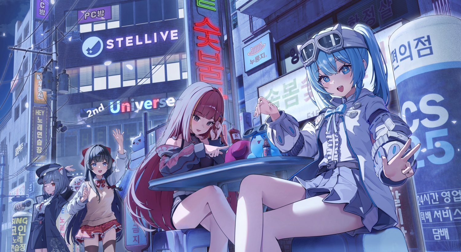 akane_lize, animal_ears, aqua_eyes, aqua_hair, arahashi_tabi, black_eyes, black_hair, blue_eyes