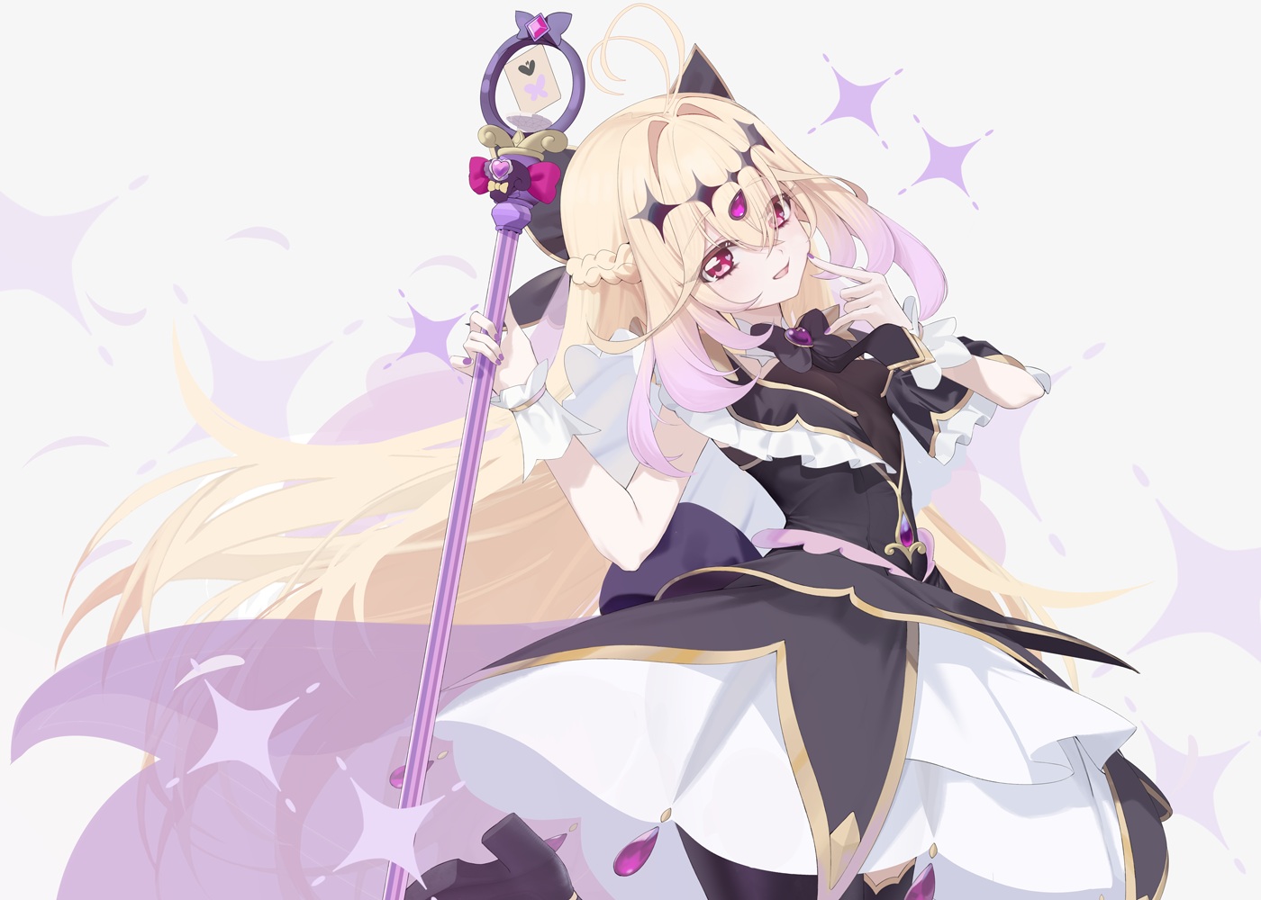 blonde_hair, bow, braids, cure_arcana_shadow, dress, long_hair, meitantei_precure!, moria_luluka
