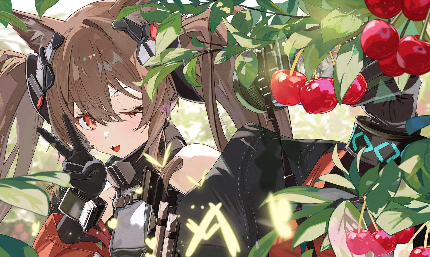 angelina_(arknights), animal_ears, arknights, arknights:_endfield, auguste, blush, brown_hair, camera