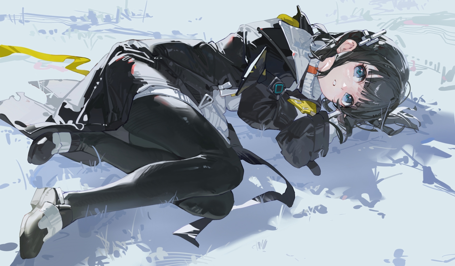 arknights, arknights:_endfield, black_hair, blue_eyes, dress, endministrator_(arknights), sentter