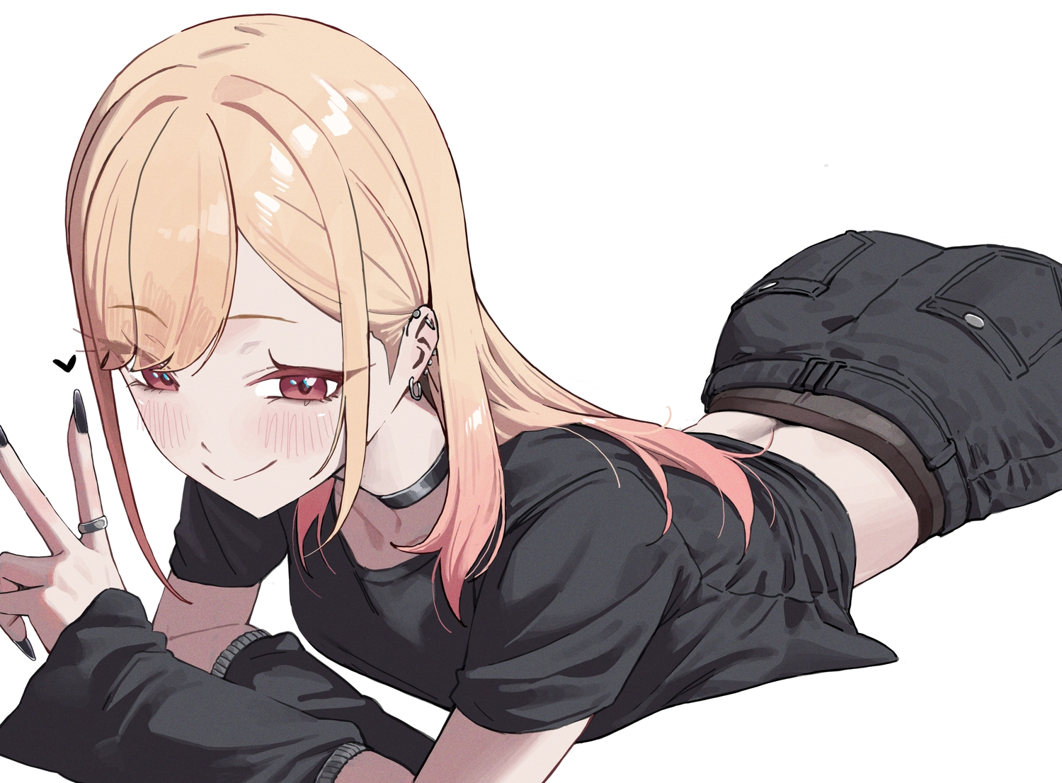 ass, blonde_hair, blush, choker, kitagawa_marin, long_hair, nmm, red_eyes, sono_bisque_doll_wa_koi_wo_suru, white