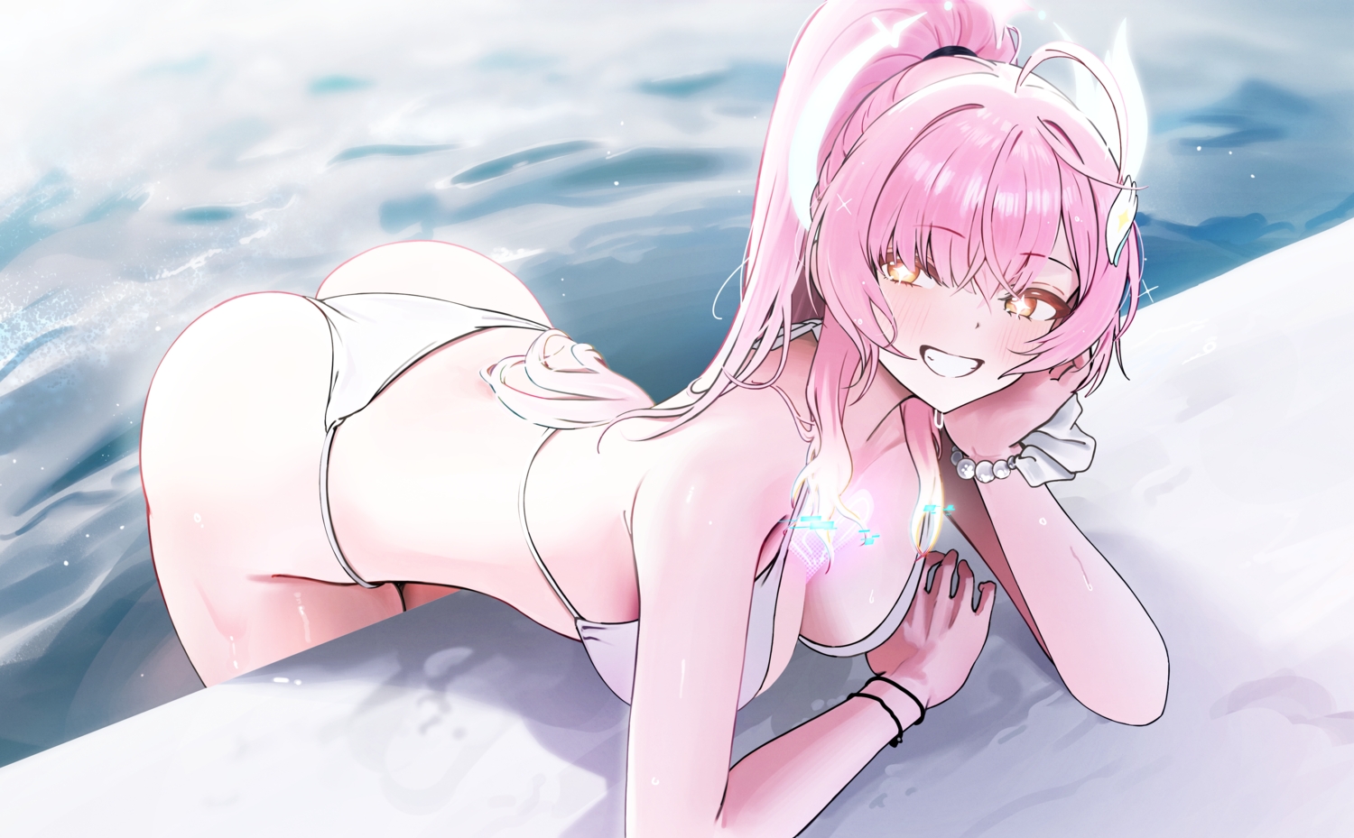 aemeath_(wuthering_waves), ass, bikini, blush, breasts, cleavage, east_(east_0o0_), long_hair