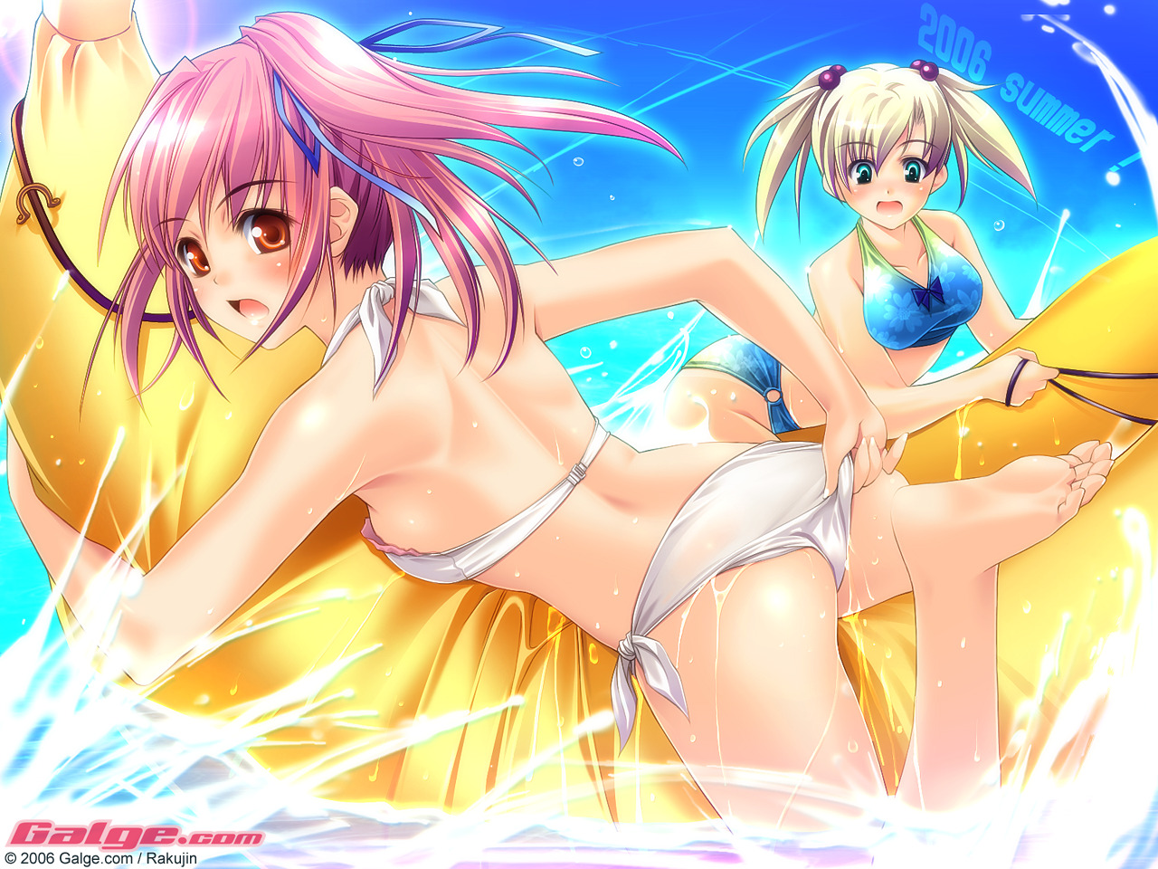 2girls, bikini, galge.com, logo, rakujin, swimsuit, tagme