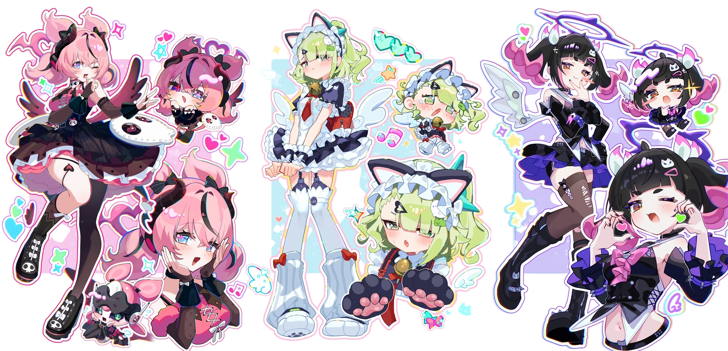 angel, animal_ears, aria_(zenless_zone_zero), bell, black_hair, blush, brown_eyes, catgirl