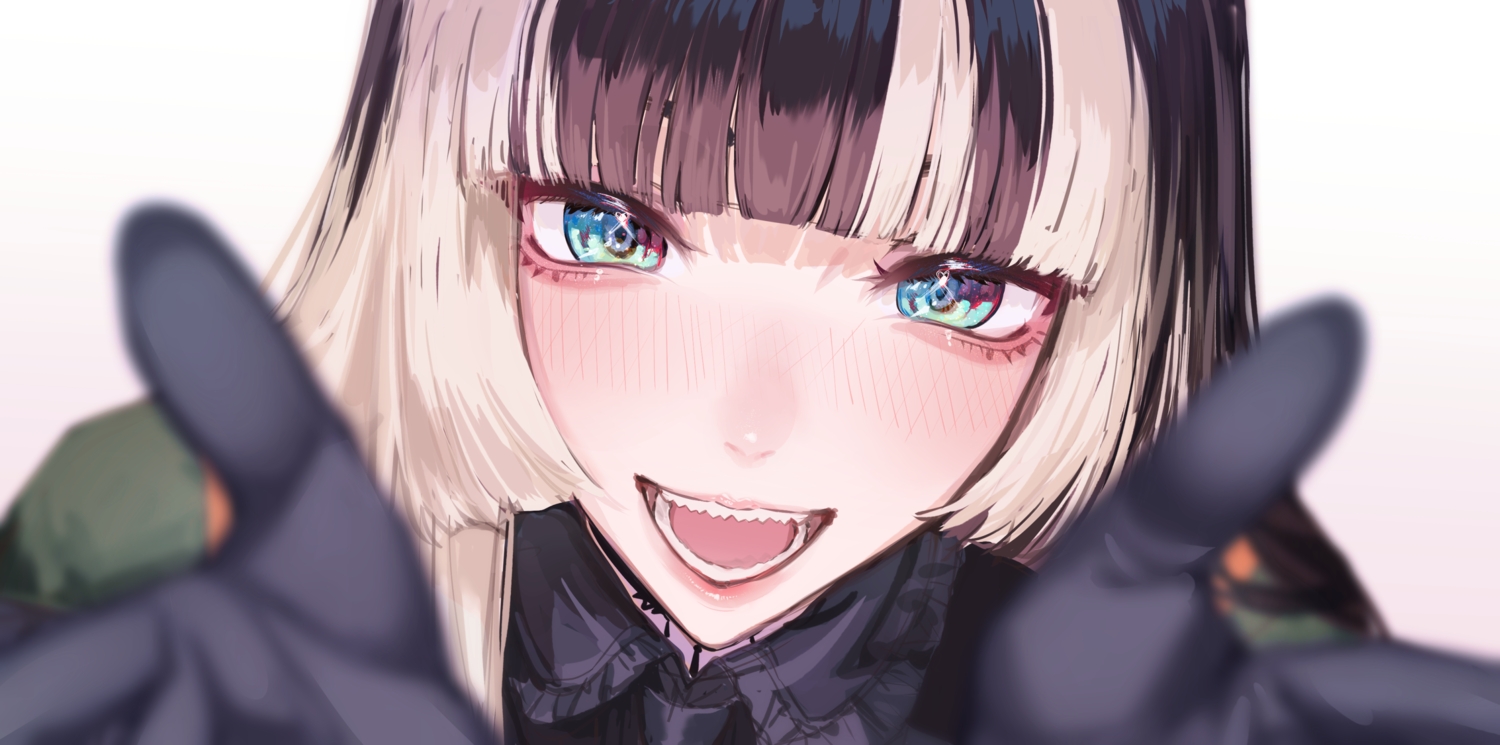 aqua_eyes, blush, close, gloves, hololive, juufuutei_raden, long_hair, murechika