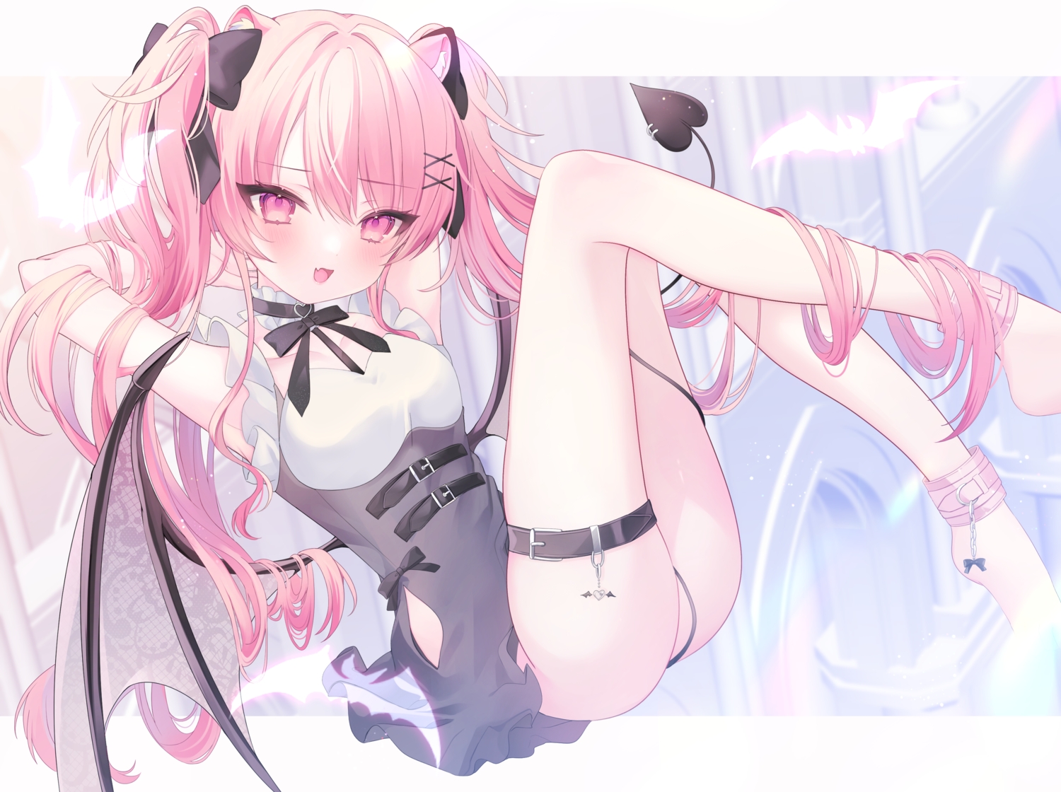 animal_ears, babuchi_yamu, barefoot, bibi-chan_(x_127x), blush, bow, choker, dress