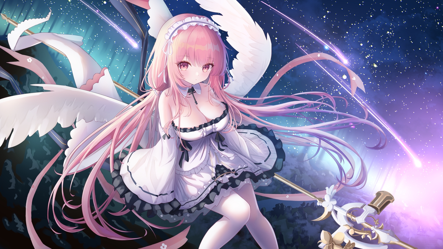 anthropomorphism, azur_lane, breasts, cleavage, cross, dress, headband, long_hair