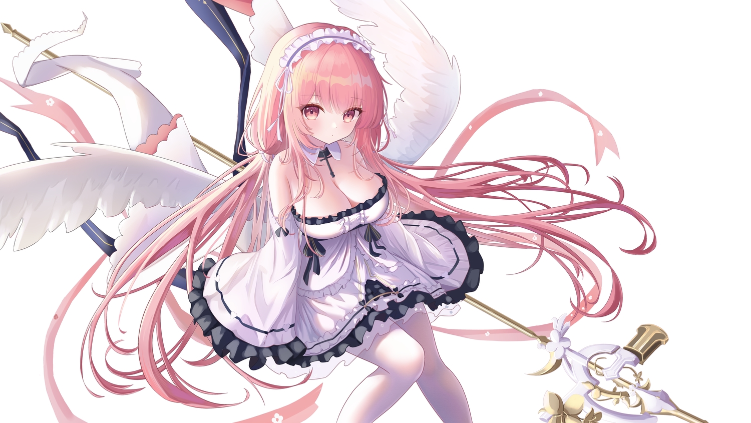 anthropomorphism, azur_lane, breasts, cleavage, cross, dress, headband, long_hair