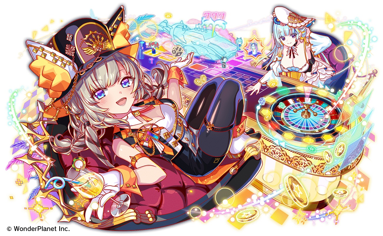 2girls, blue_eyes, blue_hair, braids, breasts, chain, cleavage, crash_fever