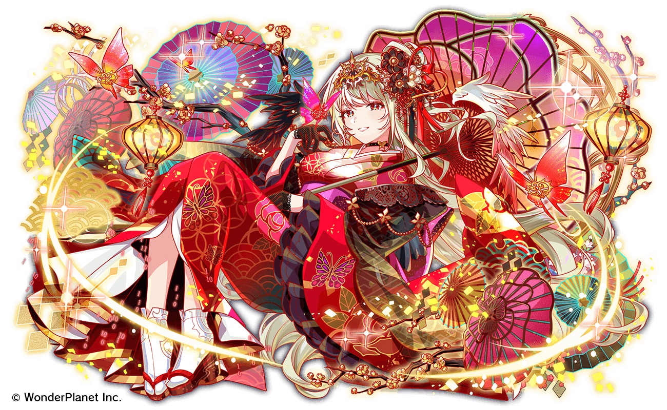butterfly, choker, crash_fever, gari_(apollonica), gloves, japanese_clothes, kimono, lolita_fashion