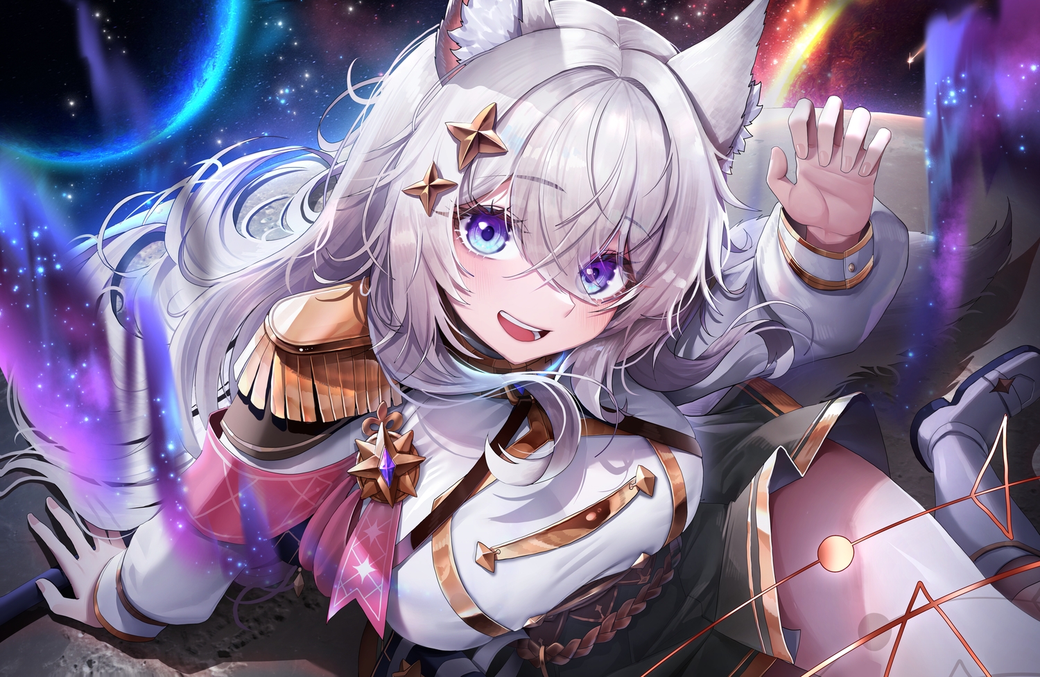 animal_ears, blush, boots, close, doyoon_7, gray_hair, long_hair, original