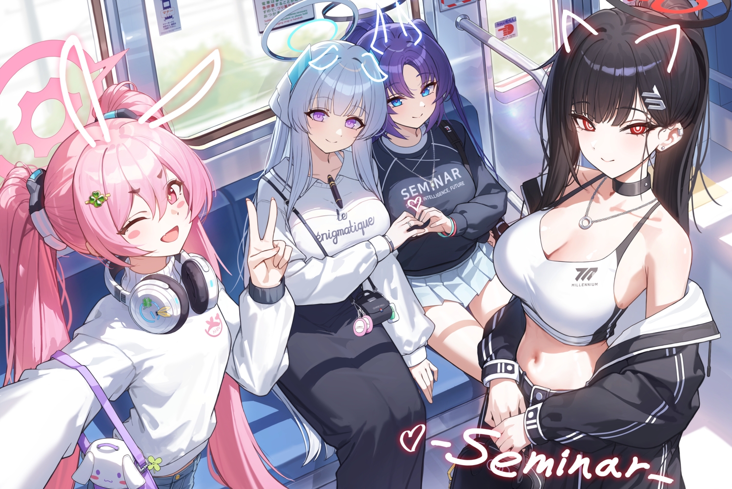 animal_ears, black_hair, blue_archive, blush, breasts, bunny_ears, choker, cleavage