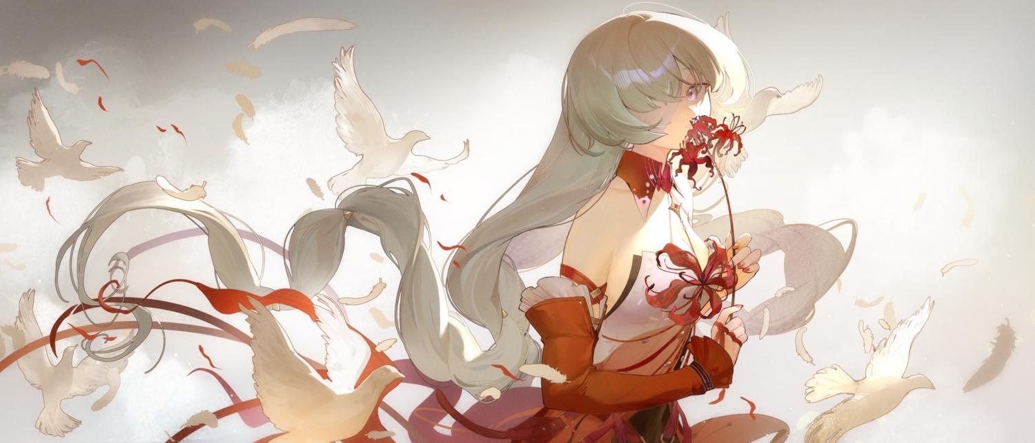 animal, bandage, bird, braids, breasts, chi_trinh, cleavage, close