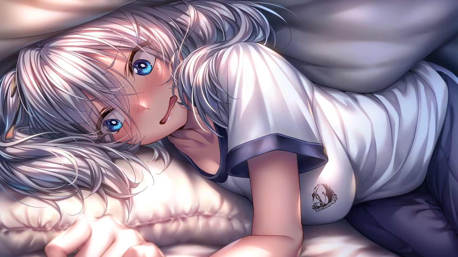 amakano_2, amakano_2+, aqua_eyes, azarashi_soft, bed, blush, close, game_cg