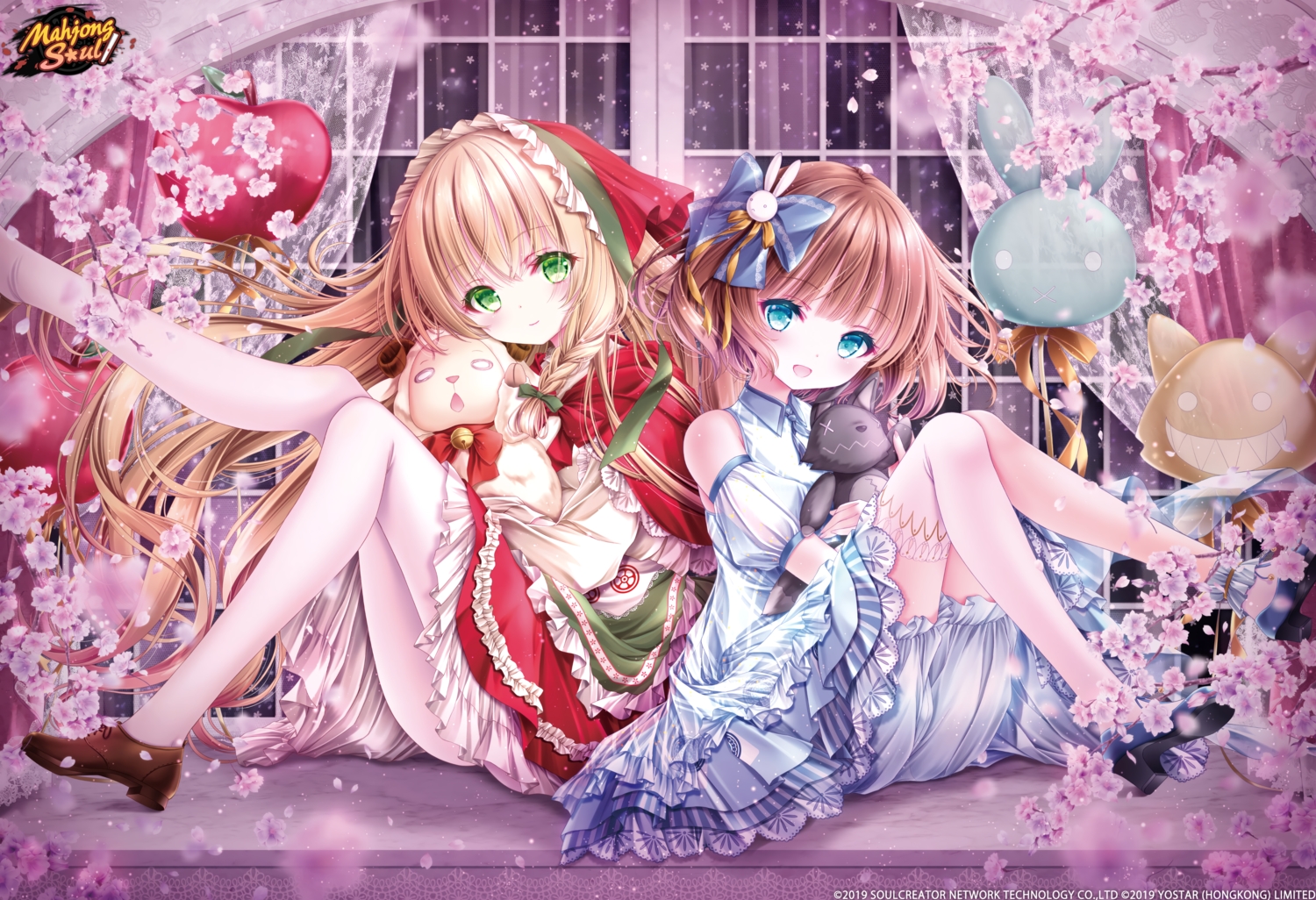 2girls, aqua_eyes, blonde_hair, bloomers, blush, bow, braids, brown_hair