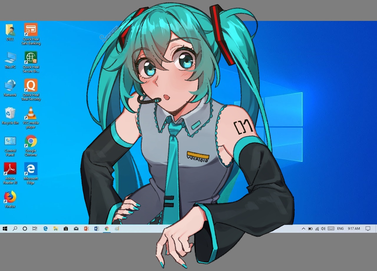 aqua_eyes, aqua_hair, blush, computer, hatsune_miku, logo, long_hair, microphone, shirt, sunnypoppy, tattoo, tie, transparent, twintails, vocaloid