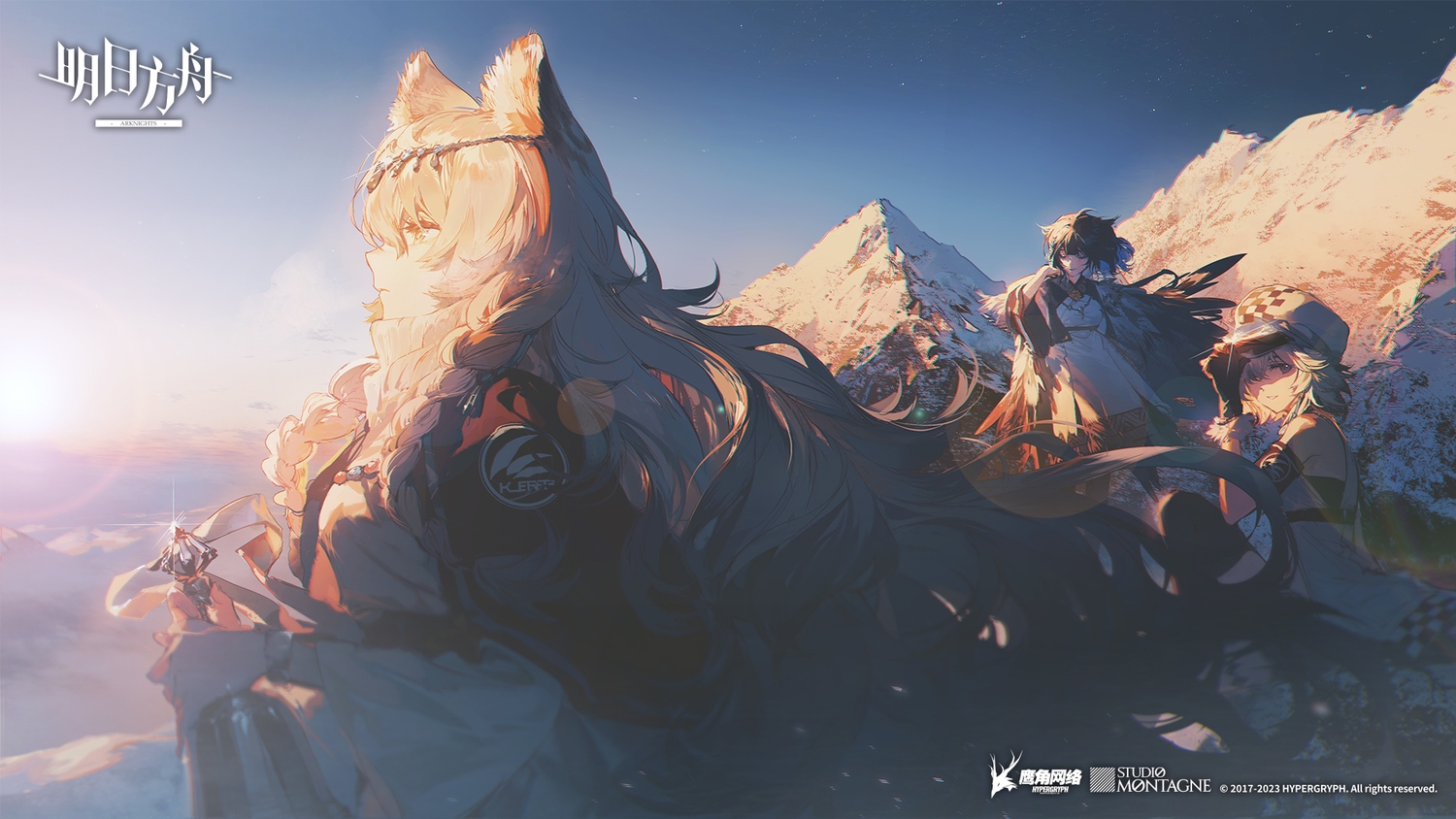 arknights, black_eyes, braids, cape, catgirl, cliffheart_(arknights), dress, gloves