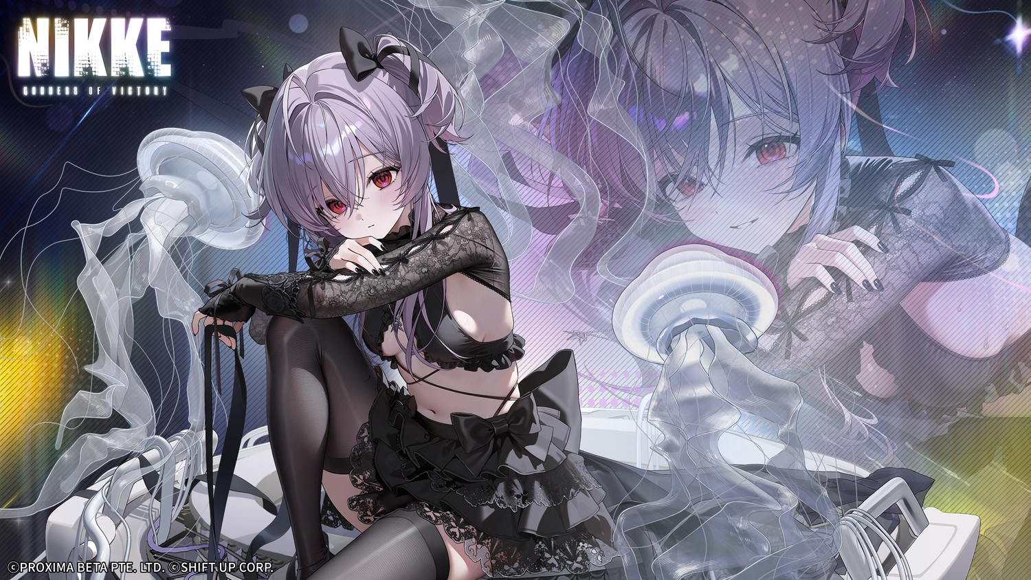 bow, breasts, goddess_of_victory:_nikke, goth-loli, liberalio_(nikke), logo, lolita_fashion, navel