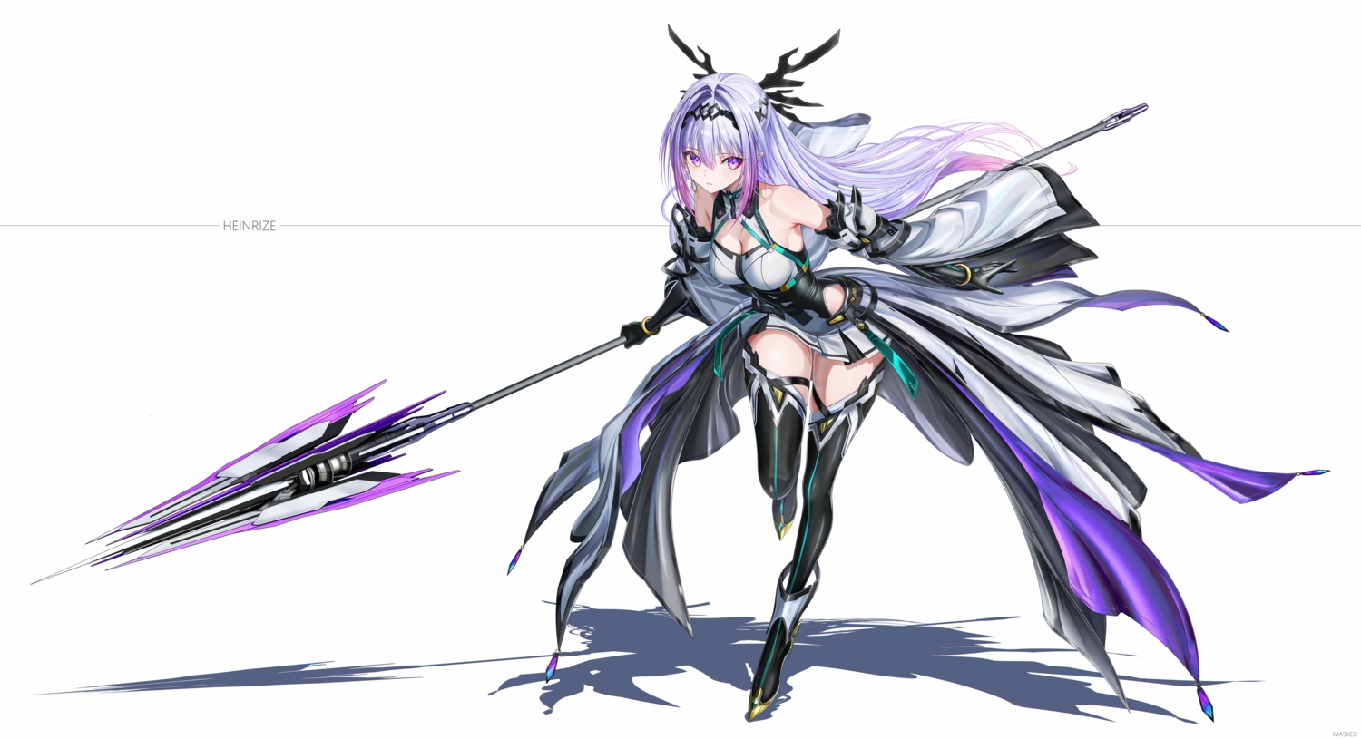 dress, elbow_gloves, gloves, headband, long_hair, masukudo_(hamamoto_hikaru), original, purple_eyes