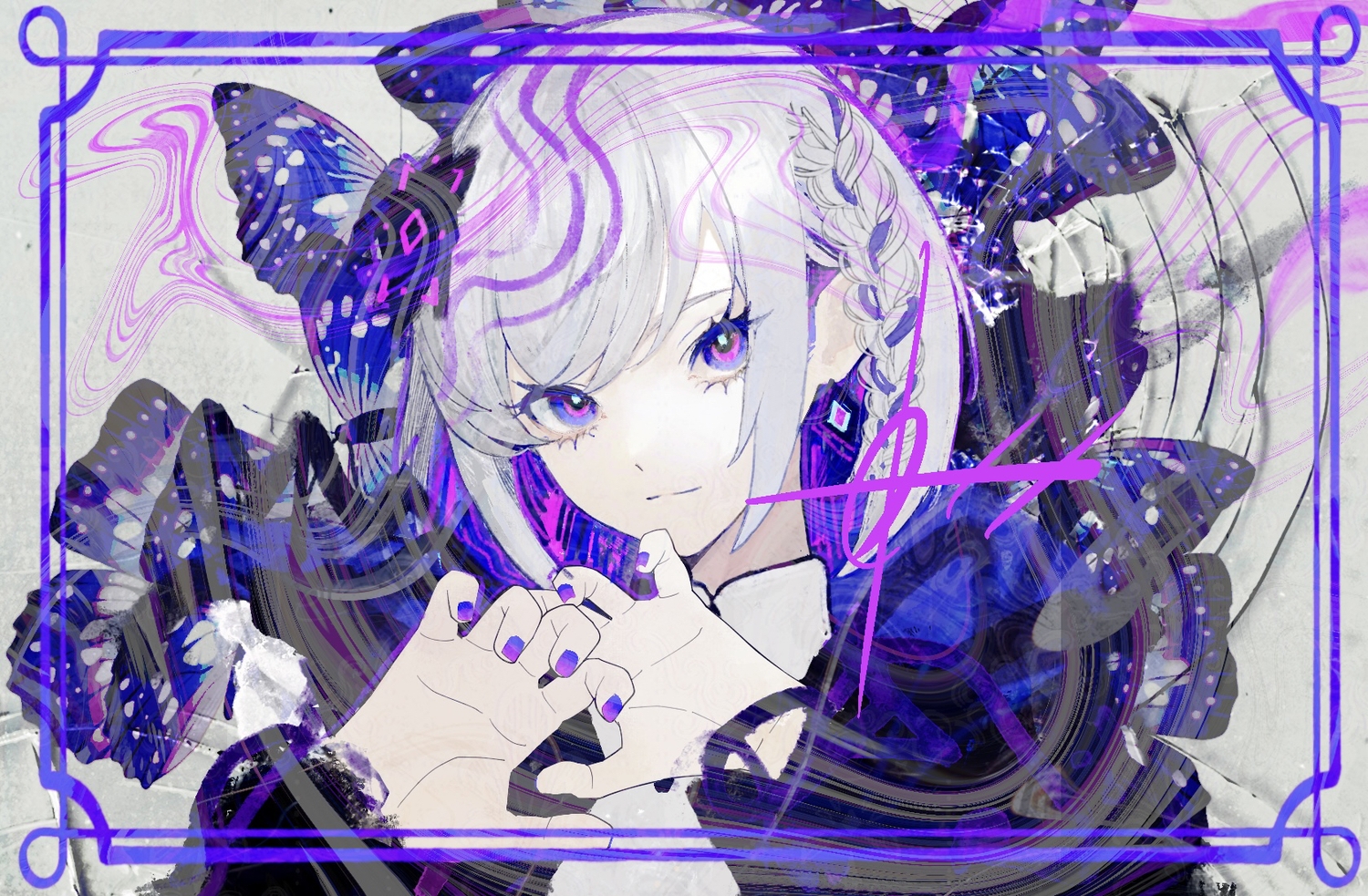 butterfly, cevio, close, ham_melon_(iloha_24), jpeg_artifacts, kamitsubaki_studio, polychromatic, rime_(cevio)