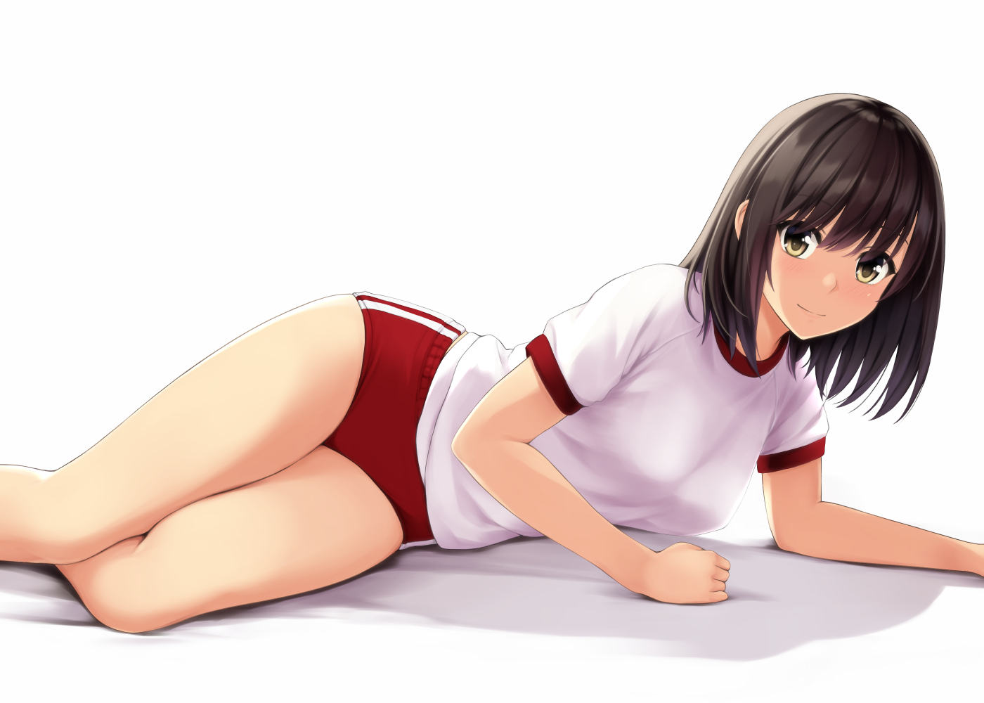 black_hair, bloomers, blush, gym_uniform, nonaka_ritsu, original, short_hair, touka_(nonaka_ritsu)