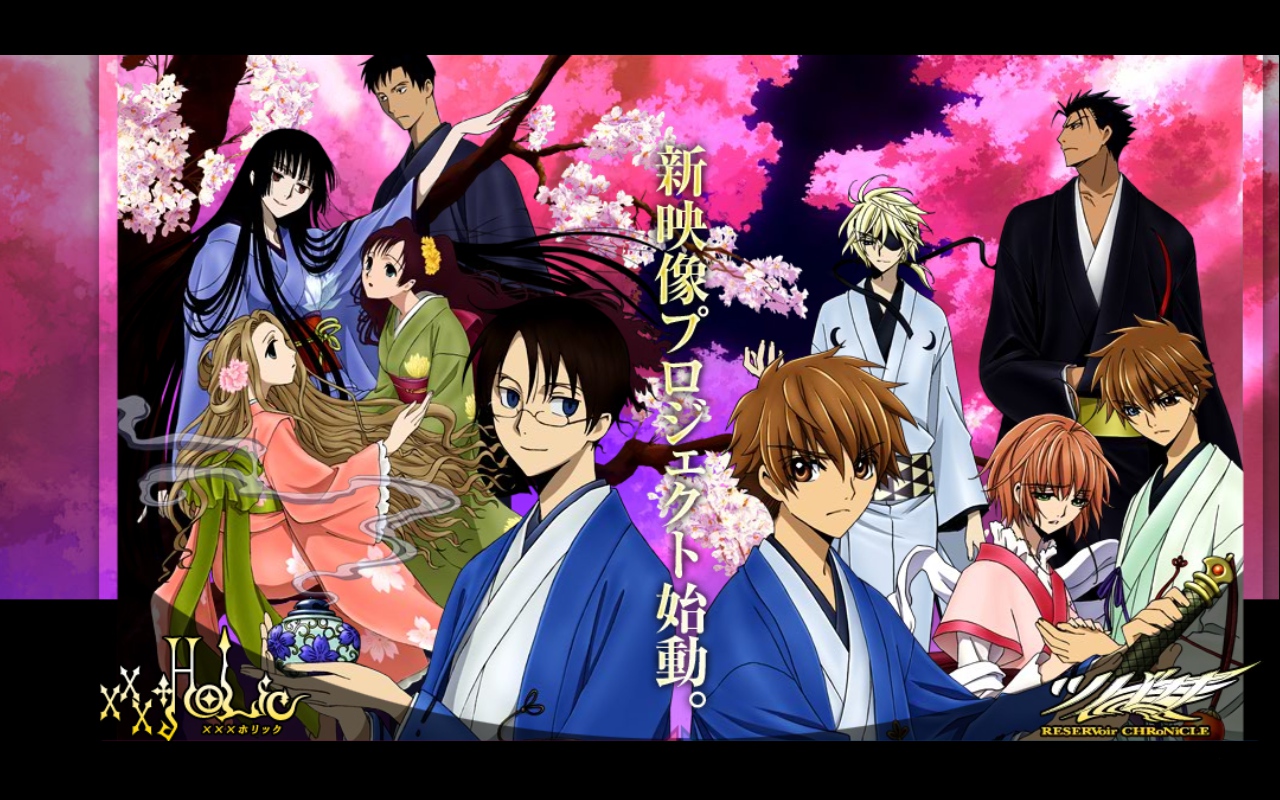 cherry_blossoms, doumeki_shizuka, flowers, ichihara_yuuko, kunogi_himawari, kurogane, male, sakura_(tsubasa)