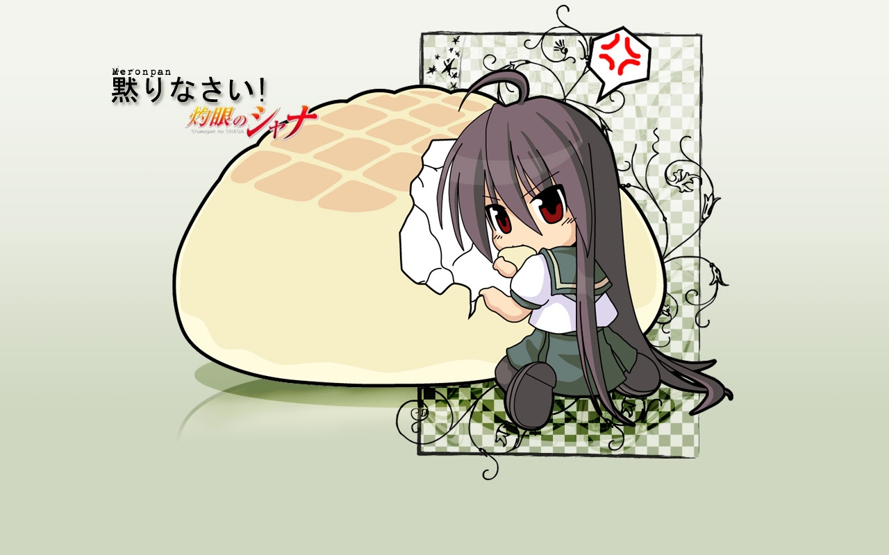 food, jpeg_artifacts, red_eyes, school_uniform, shakugan_no_shana, shana, shana_tan