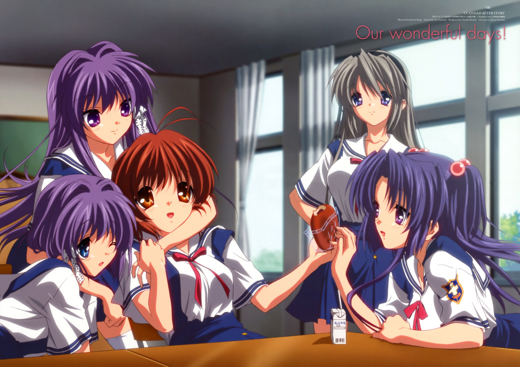 clannad, food, fujibayashi_kyou, fujibayashi_ryou, furukawa_nagisa, group, ichinose_kotomi, ikeda_kazumi