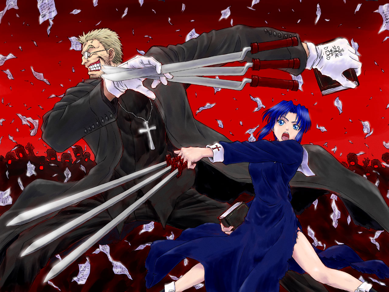 alexander_anderson, ciel_(tsukihime), crossover, hellsing, shingetsutan_tsukihime
