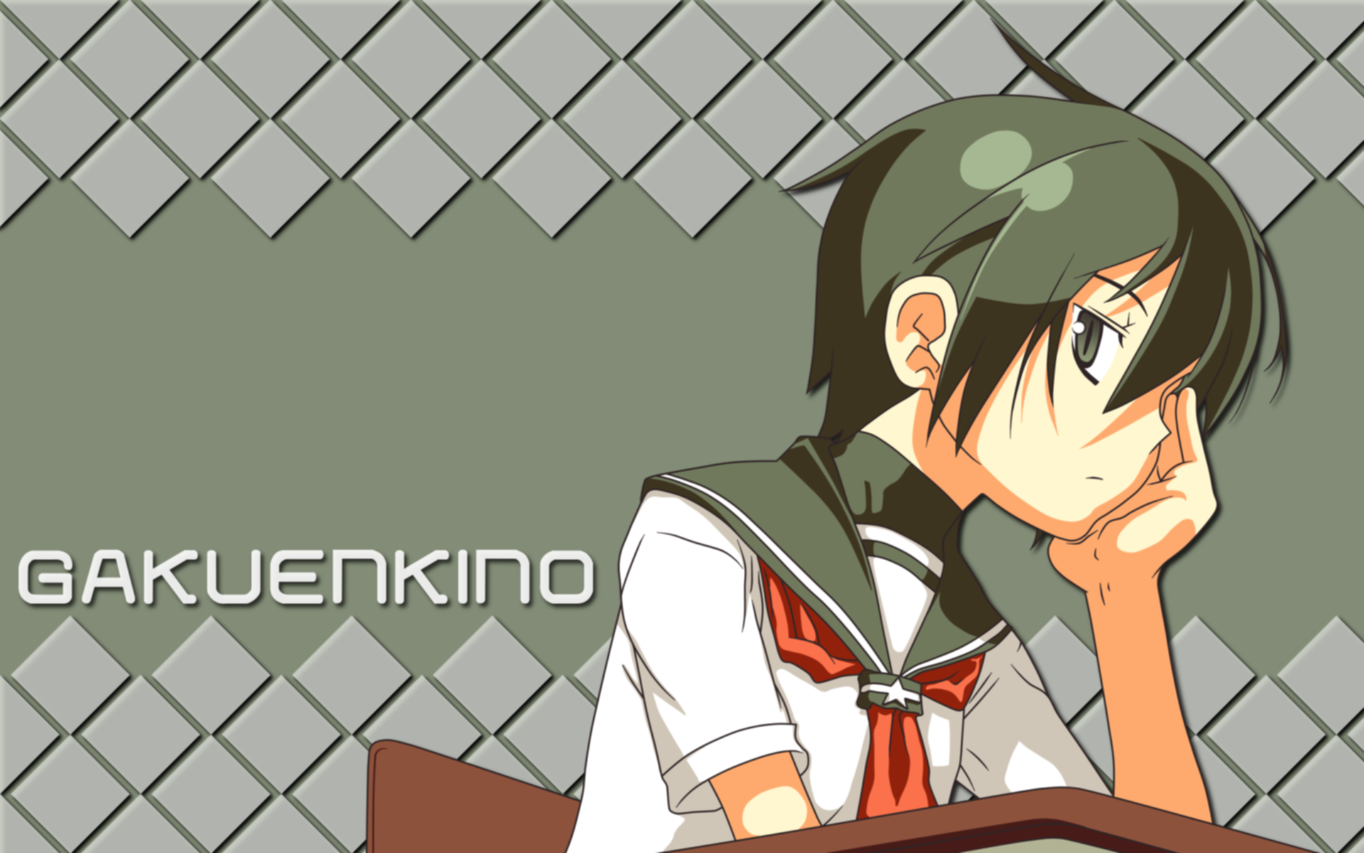 brown_hair, gakuen_kino, green, green_eyes, kino, kino_no_tabi, kuroboshi_kouhaku, school_uniform