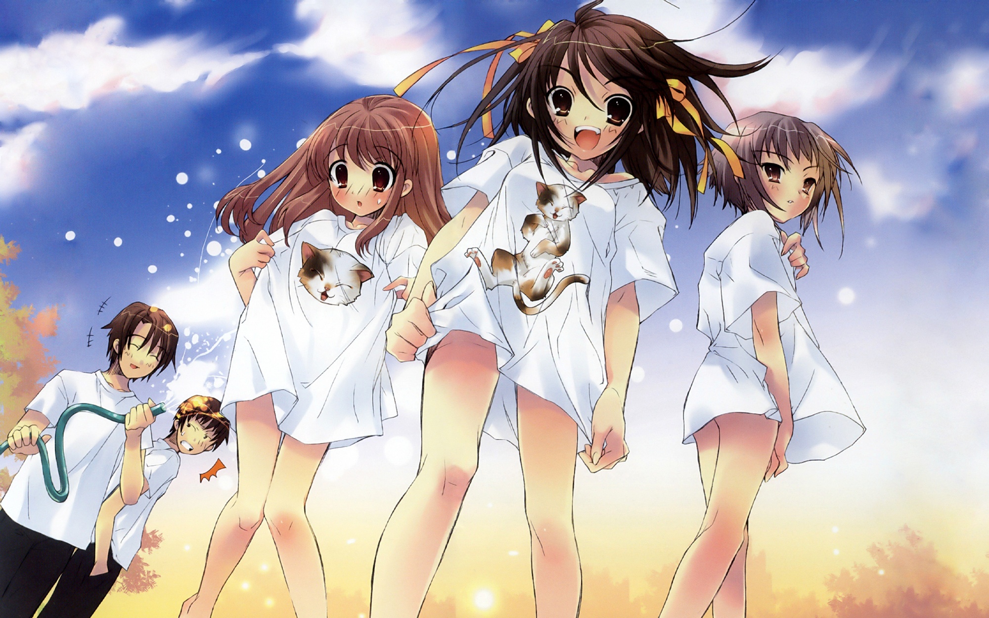 asahina_mikuru, itou_noiji, koizumi_itsuki, kyon_no_imouto, nagato_yuki, sky, suzumiya_haruhi, suzumiya_haruhi_no_yuutsu