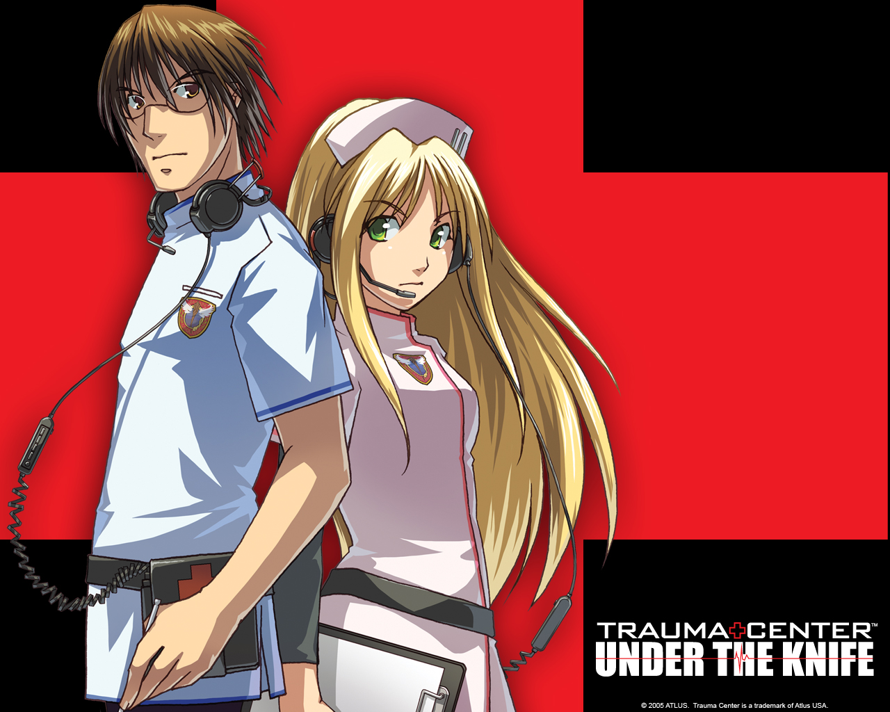 angie_thompson, atlus, blonde_hair, derek_stiles, green_eyes, hat, ikehata_maguro, logo