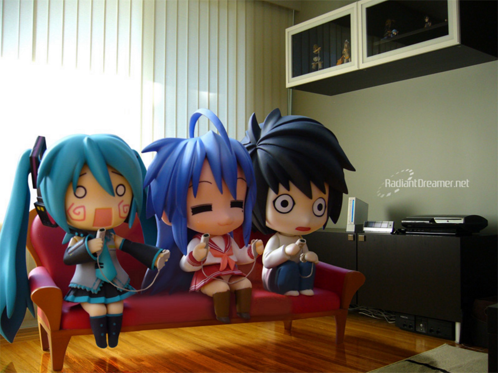 chibi, death_note, figure, game_console, hachune_miku, hatsune_miku, izumi_konata, l