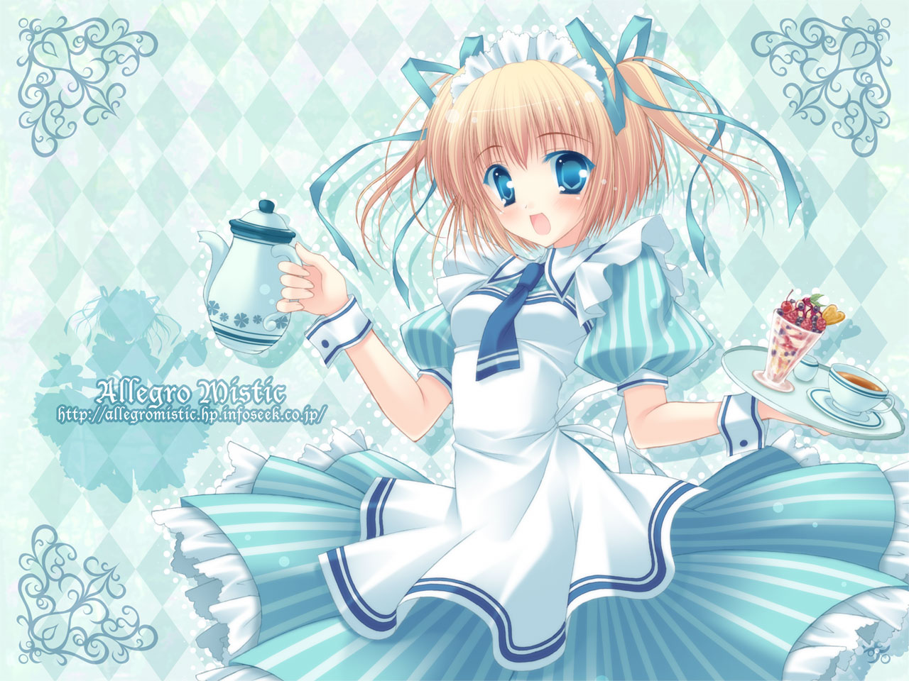 allegro_mistic, blonde_hair, blue, blue_eyes, maid, original, ribbons, tagme