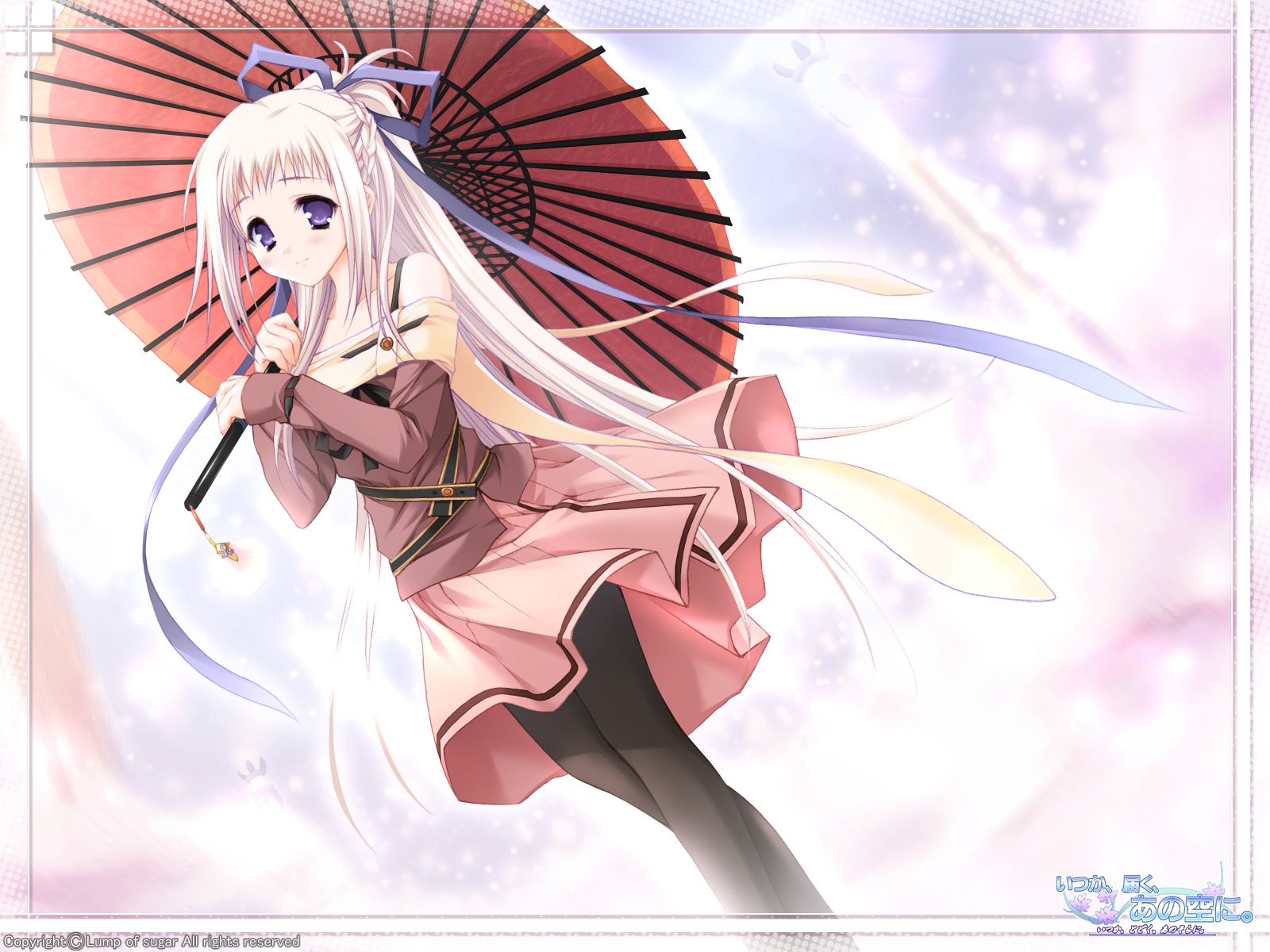asuku_san, itsuka_todoku_anosorani, long_hair, pantyhose, purple_eyes, umbrella
