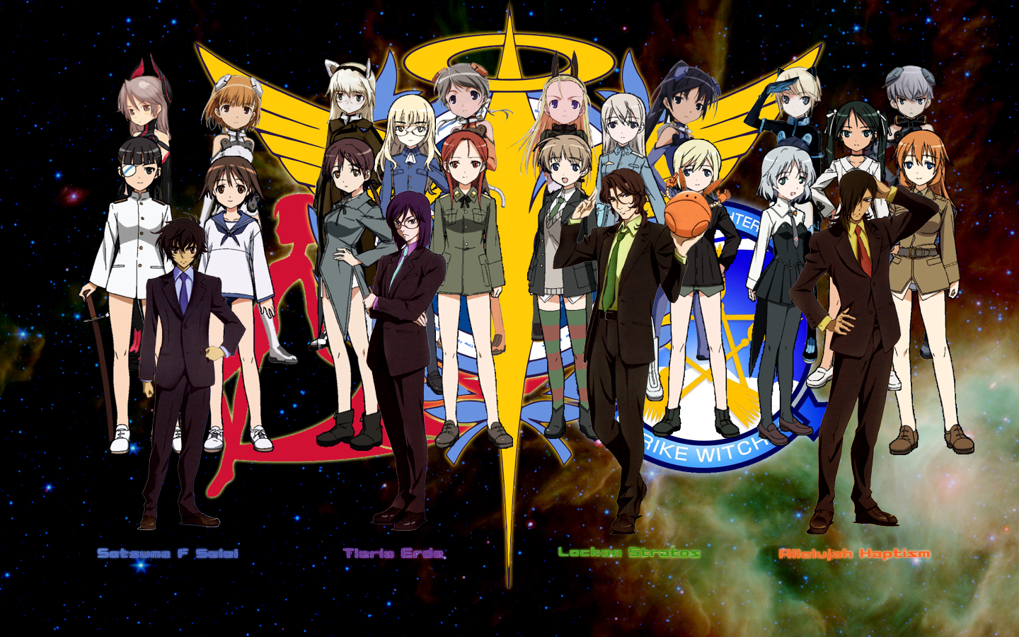 allelujah_haptism, charlotte_e_yeager, crossover, eila_ilmatar_juutilainen, erica_hartmann, francesca_lucchini, gertrud_barkhorn, lockon_stratos