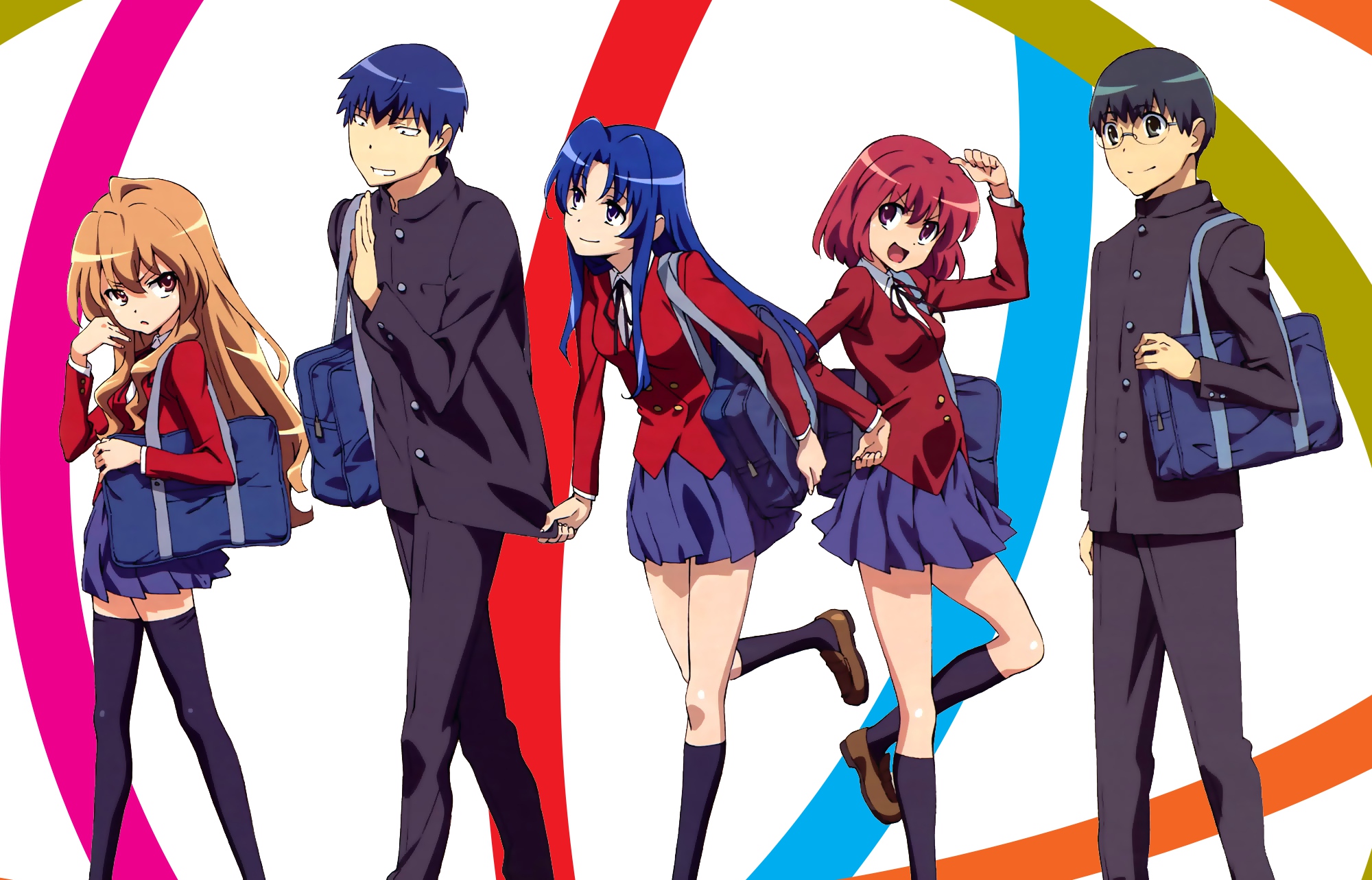aisaka_taiga, kawashima_ami, kitamura_yuusaku, kushieda_minori, takasu_ryuuji, toradora