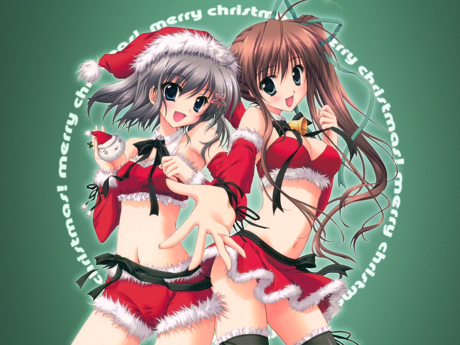 akane_iro_ni_somaru_saka, christmas, izumi_tsubasu, katagiri_yuuhi, nagase_minato, ryohka, santa_costume, thighhighs