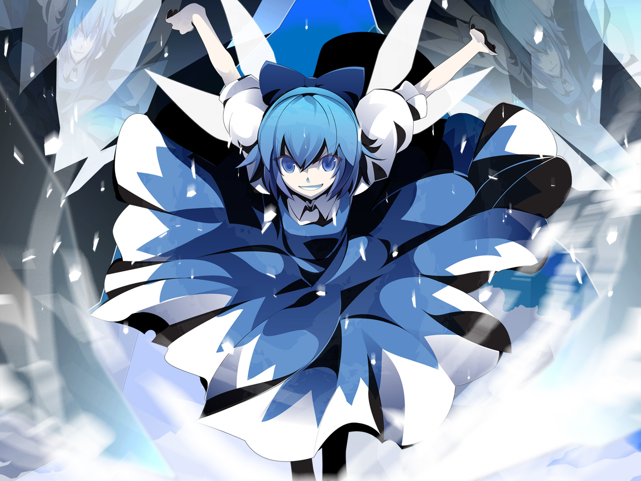 blue, cirno, fairy, touhou, uki